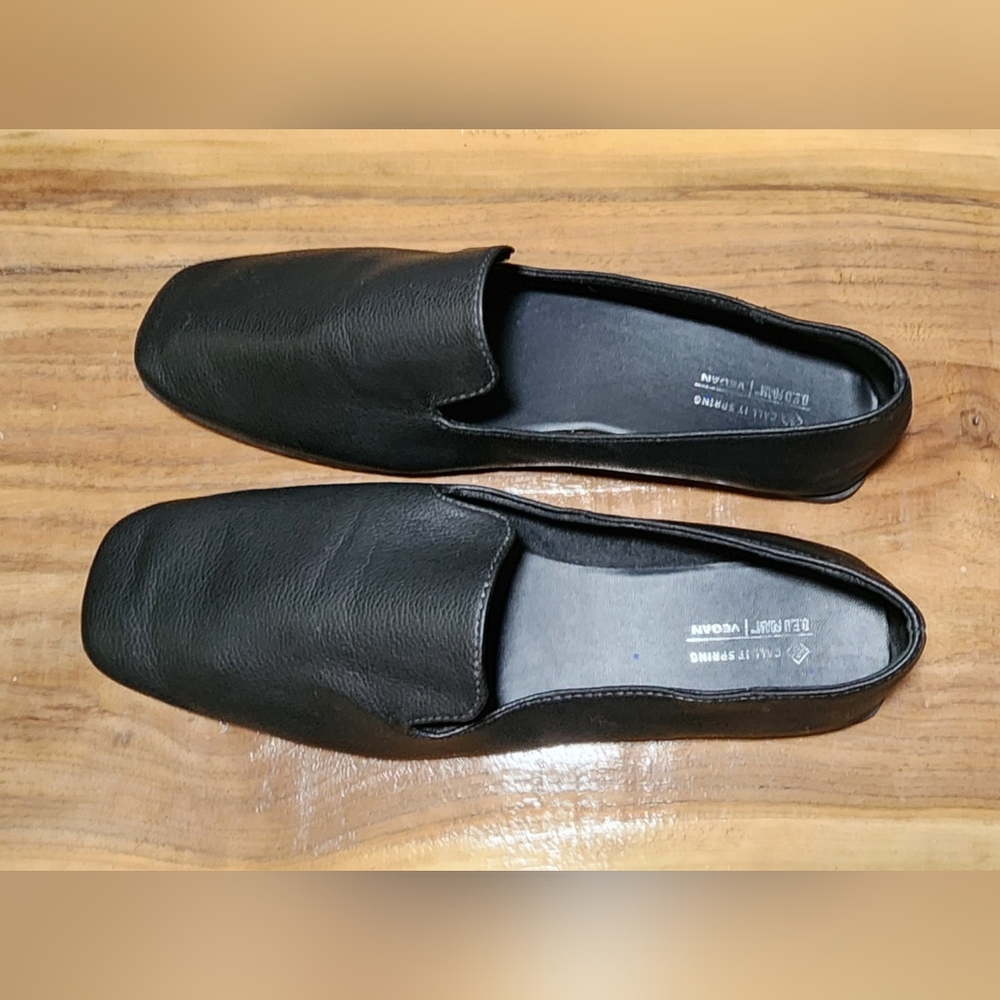 7.5 Call It Spring Vegan Black Leather Loafers